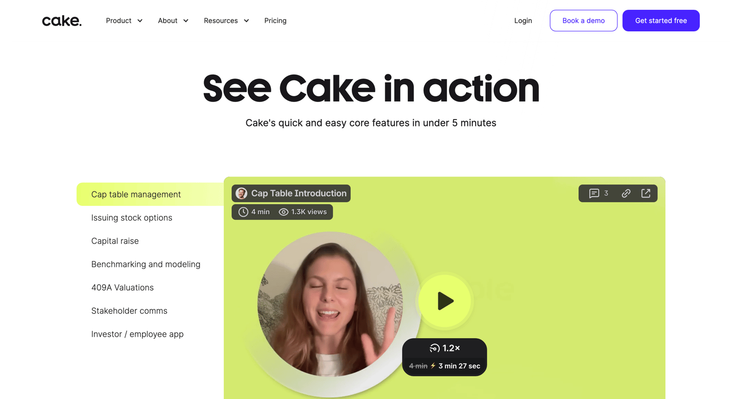 Cake - Product Tour  Cake Equity screen