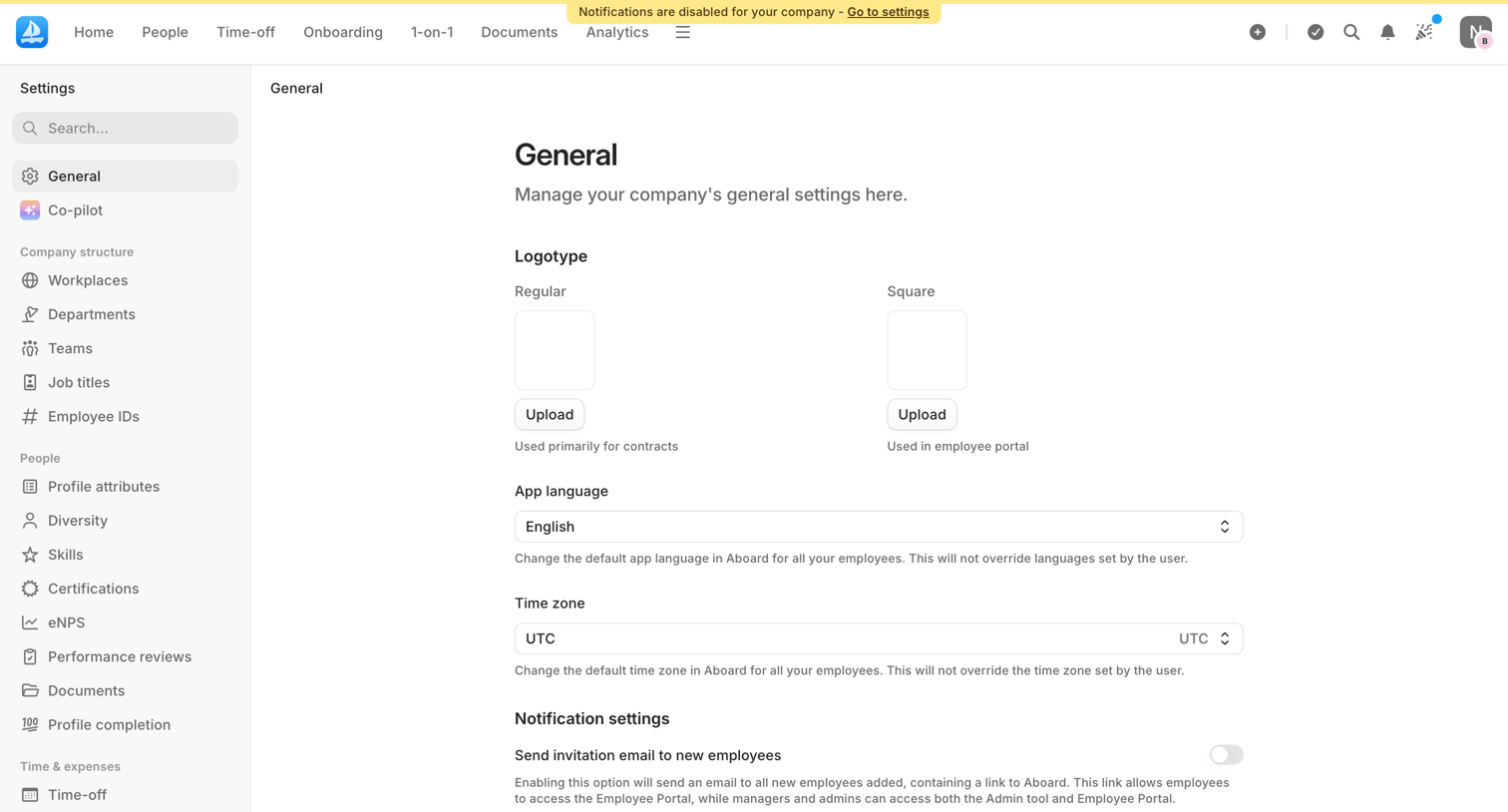 Aboard - General | Settings | Aboard screen