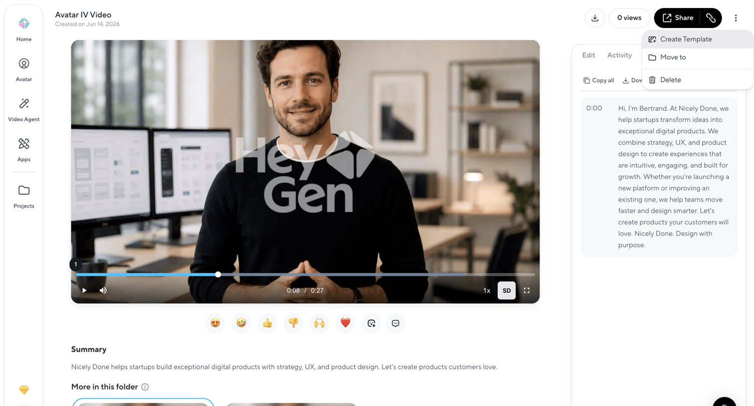 HeyGen - Avatar IV Video | HeyGen screen