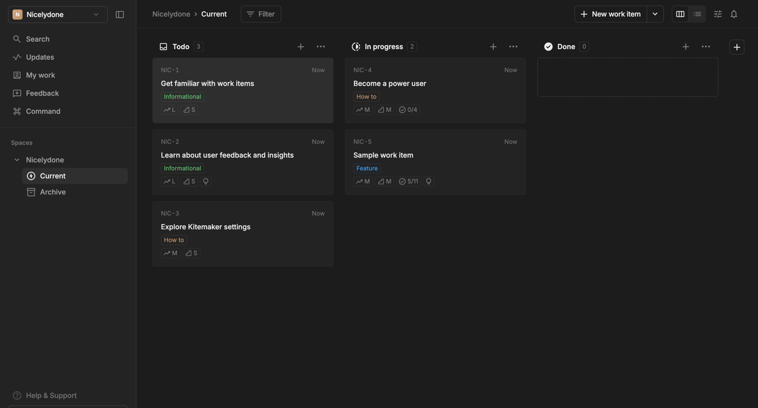 Kitemaker - Nicelydone · Nicelydone screen