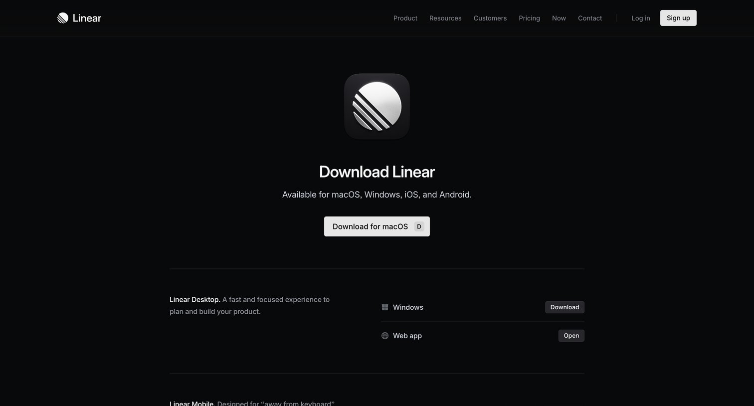 Linear - Download Linear screen