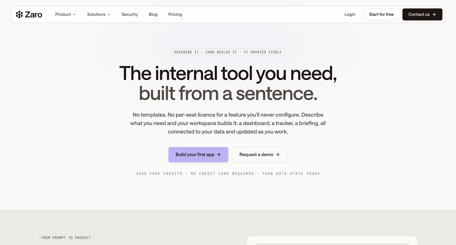 Zaro - No-code Applications - Zaro screen