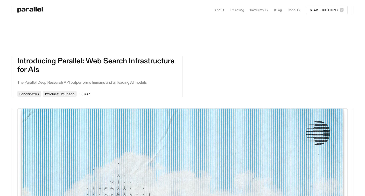 Parallel - Introducing Parallel  Web Search Infrastructure for AIs  Parallel Web Systems  Enterprise Deep Research API screen