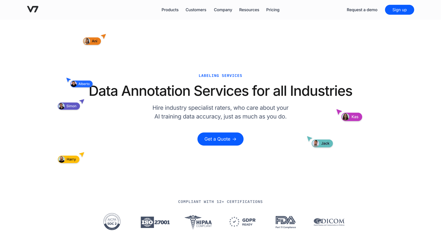 V7 - V7 Image, Video, and Text Labeling Service screen
