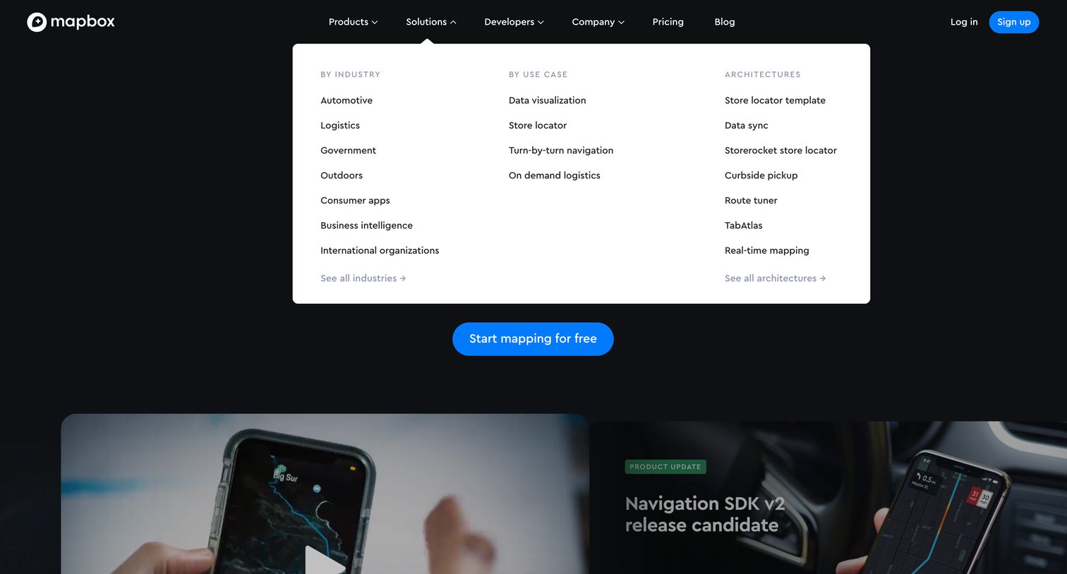 Mapbox - Maps, geocoding, and navigation APIs | SDKs  Mapbox screen