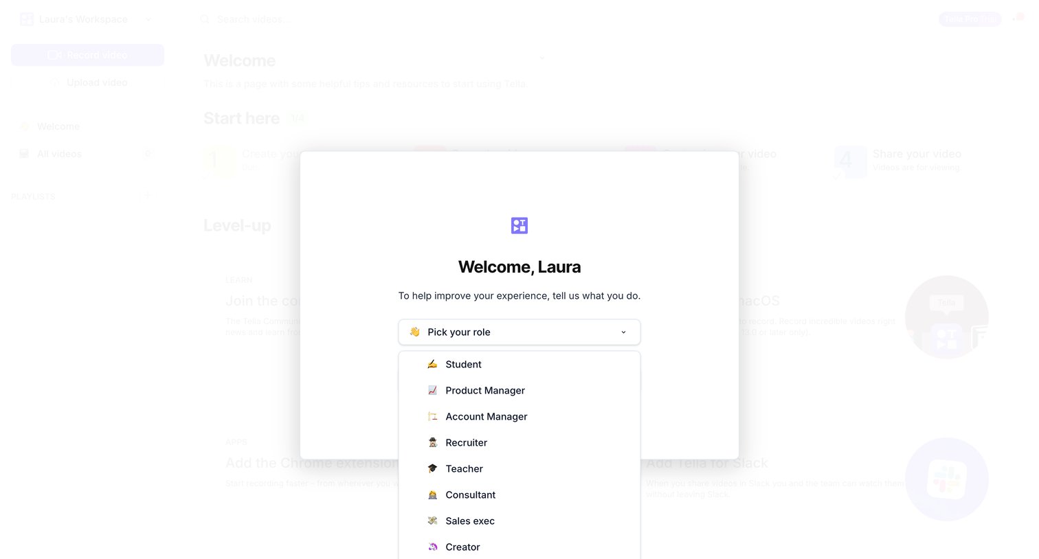 Tella - Tella — Video recording for work screen