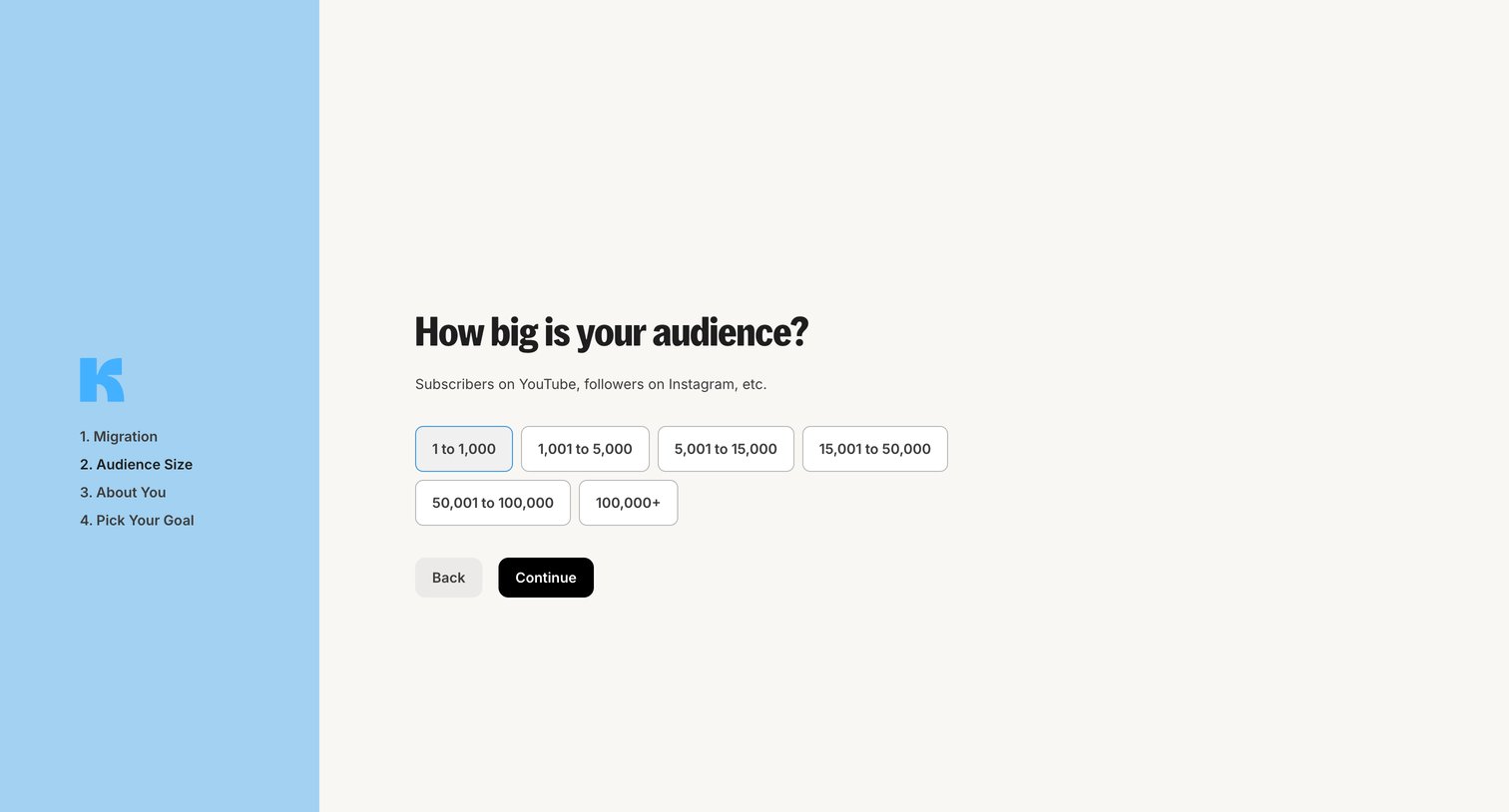 Kit - Audience Size - Kit screen