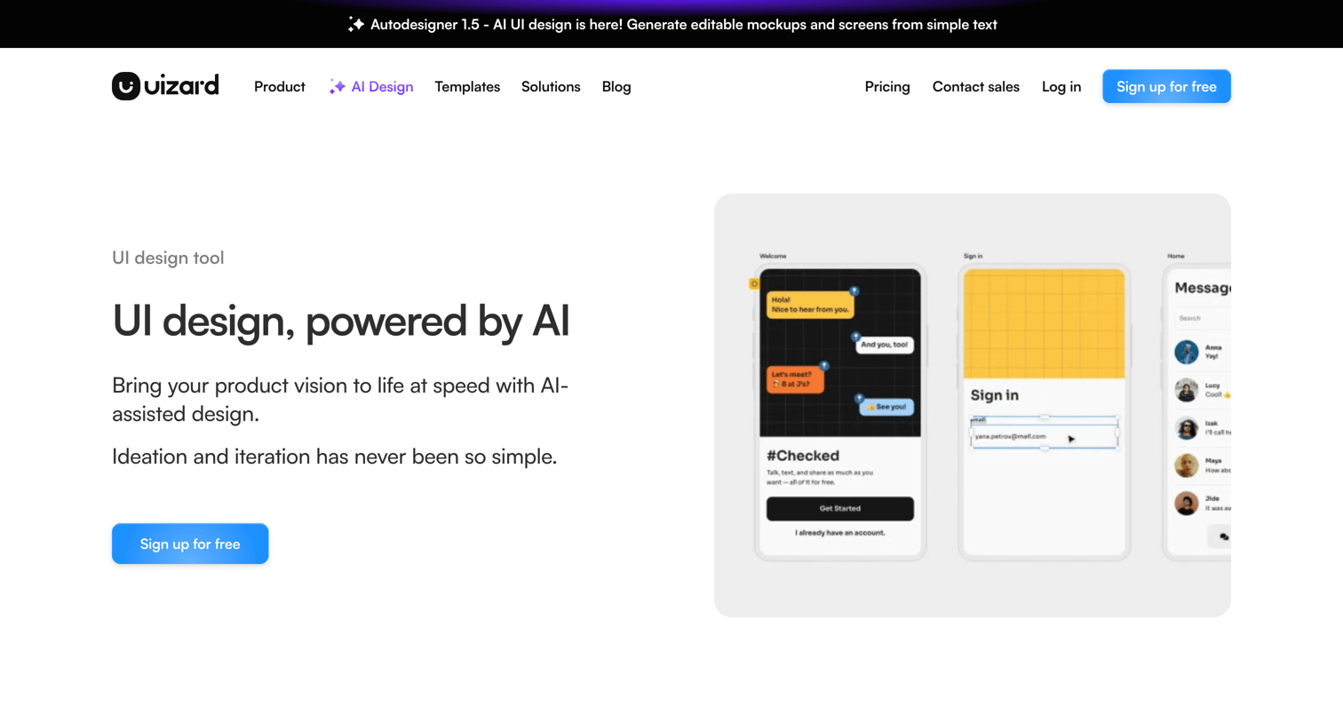 Uizard - UI Design Tool | UI Design Software  Uizard screen