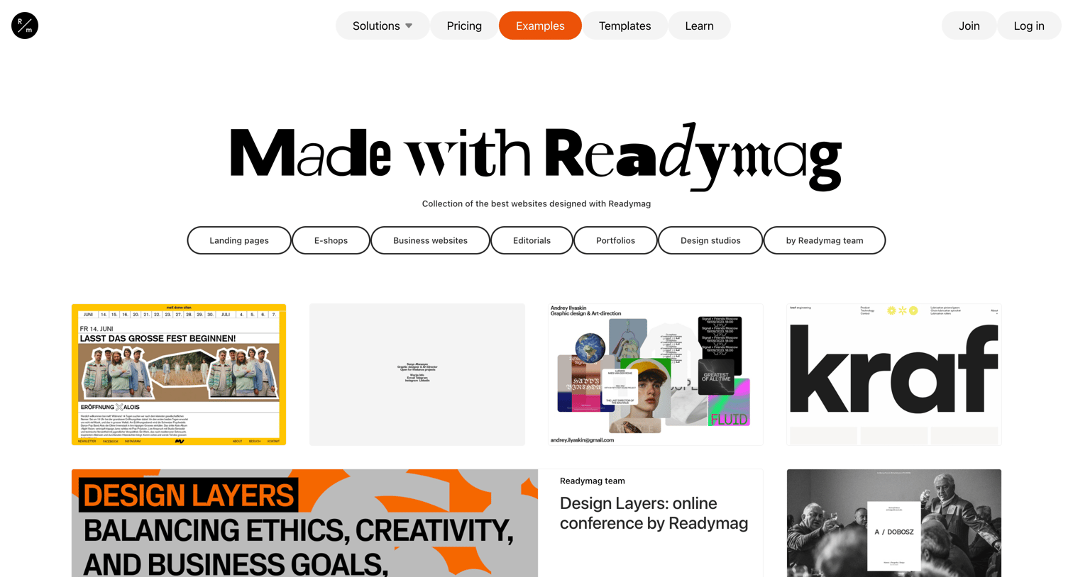 Readymag - Readymag website examples screen