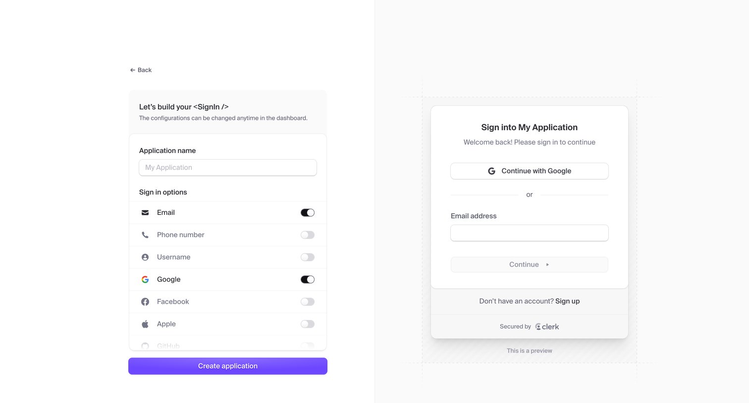 Clerk - Dashboard | Clerk.com screen