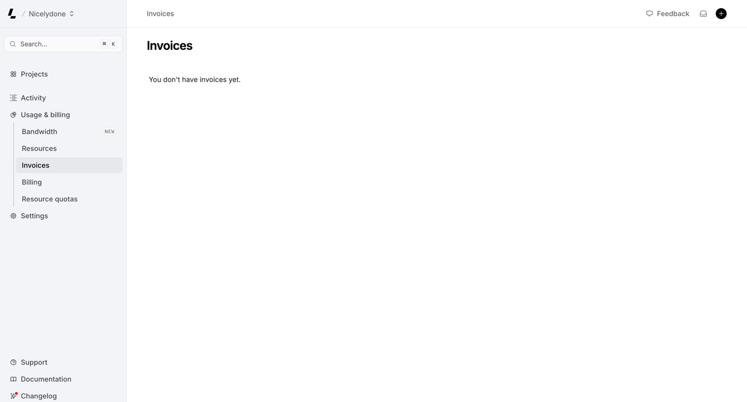 Latitude.sh - Invoices – Dashboard - Latitude.sh screen