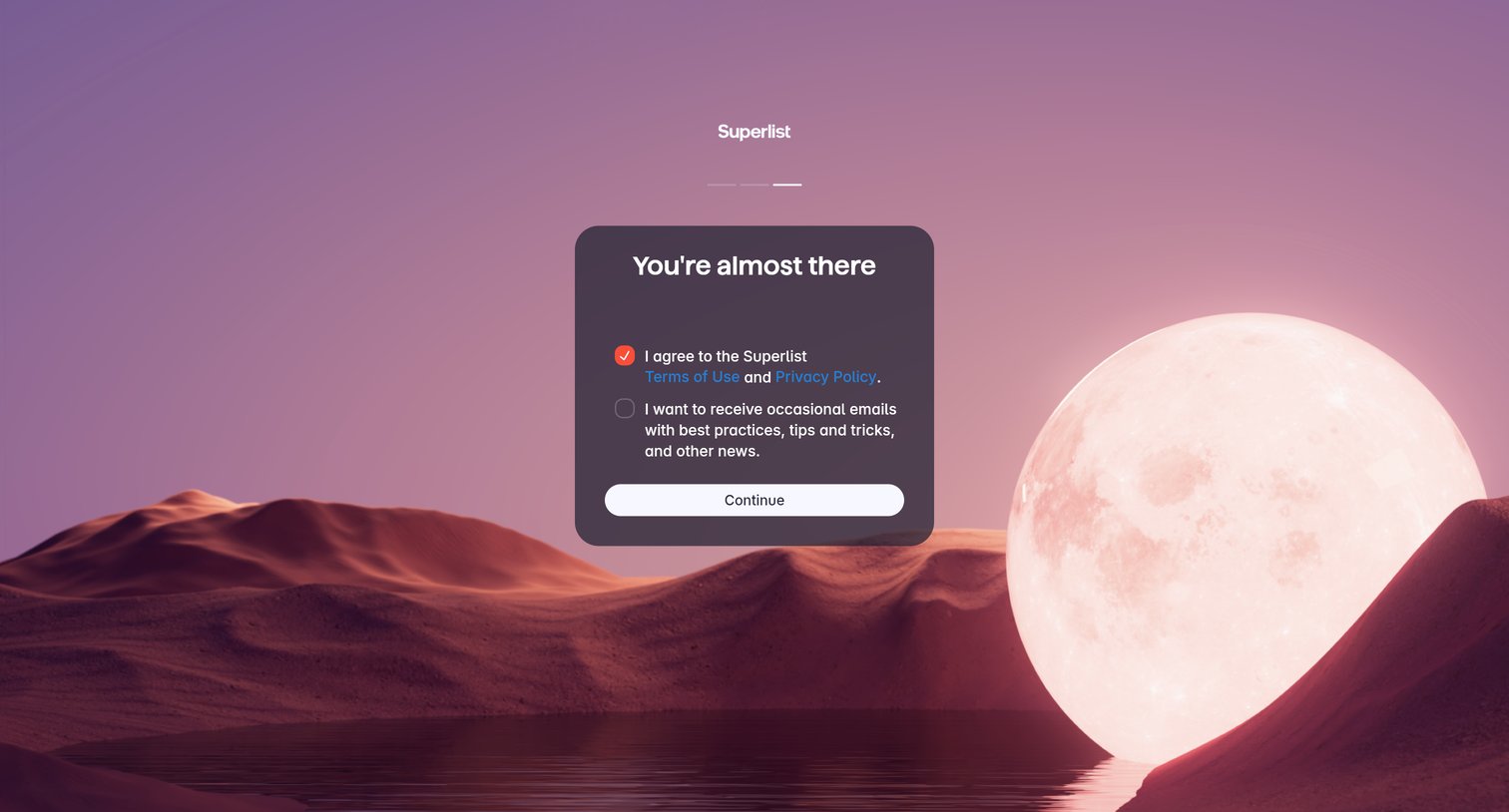 Superlist screen