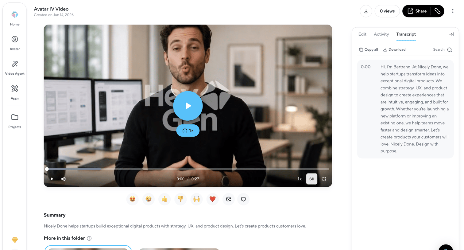 HeyGen - Avatar IV Video | HeyGen screen