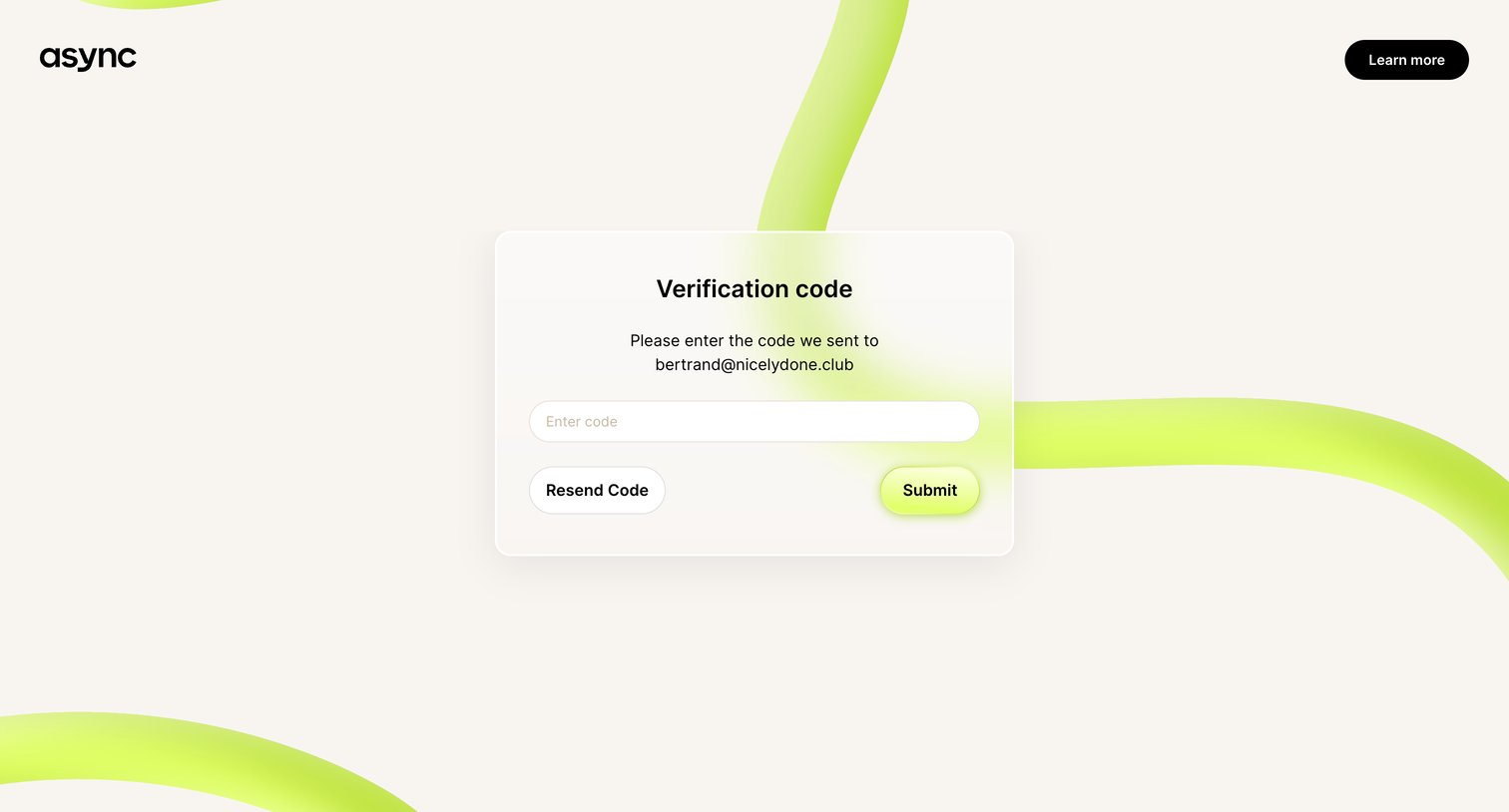 Async - Async | Reset Password screen