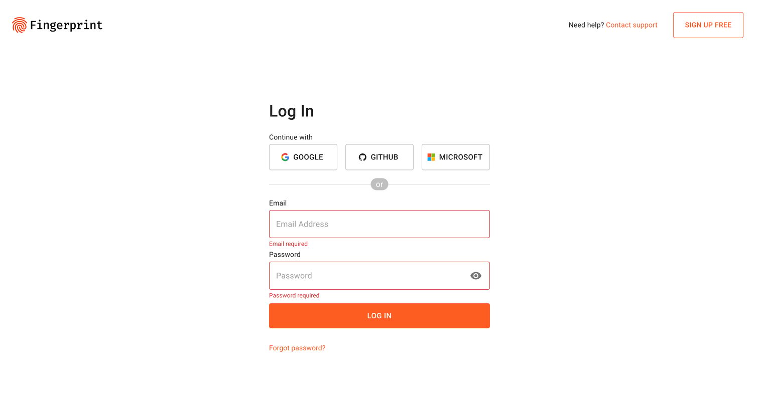 Fingerprint - Log In | Fingerprint screen