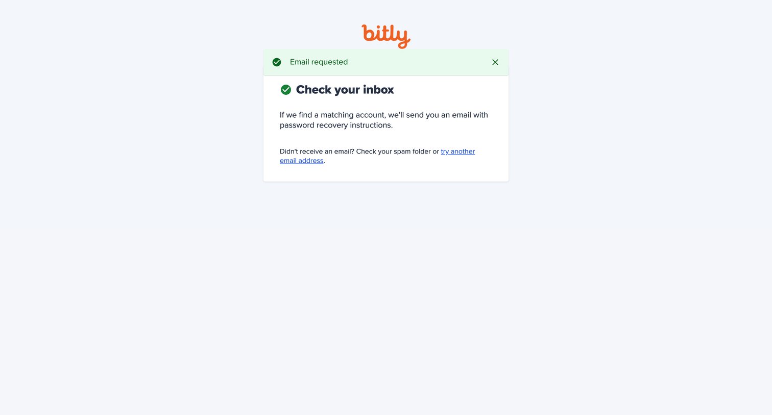 Bitly - Reset Password screen