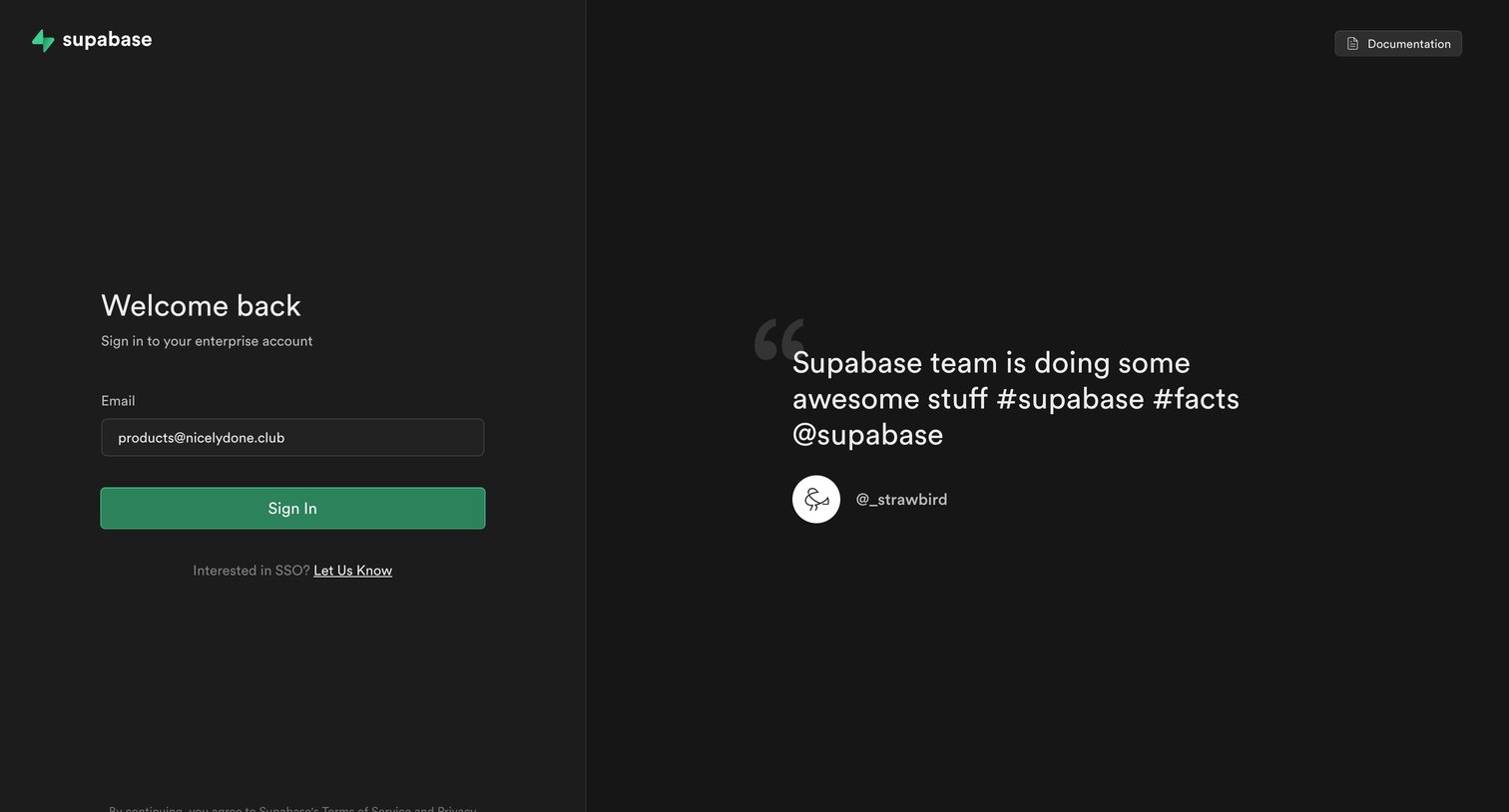 Supabase screen