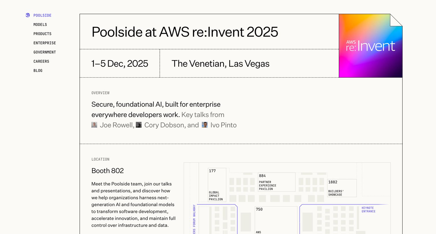 Poolside - Poolside at AWS reInvent 2025 screen