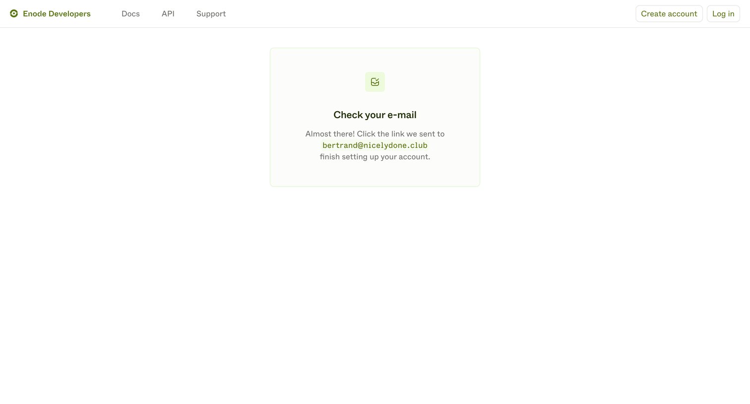 Enode - Enode Developers screen