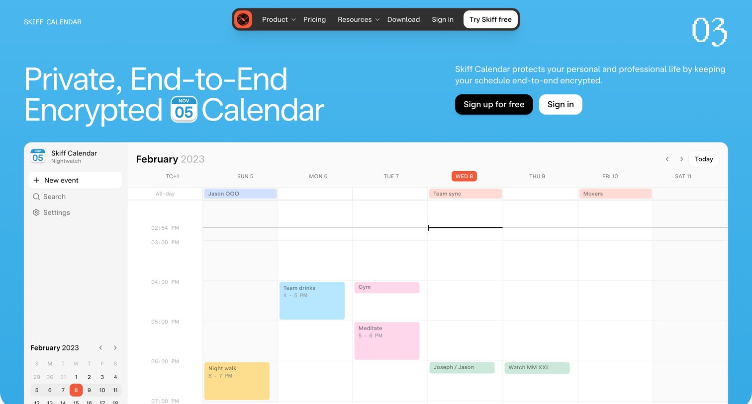 Skiff - Skiff – Private, Encrypted Calendar - Read more screen
