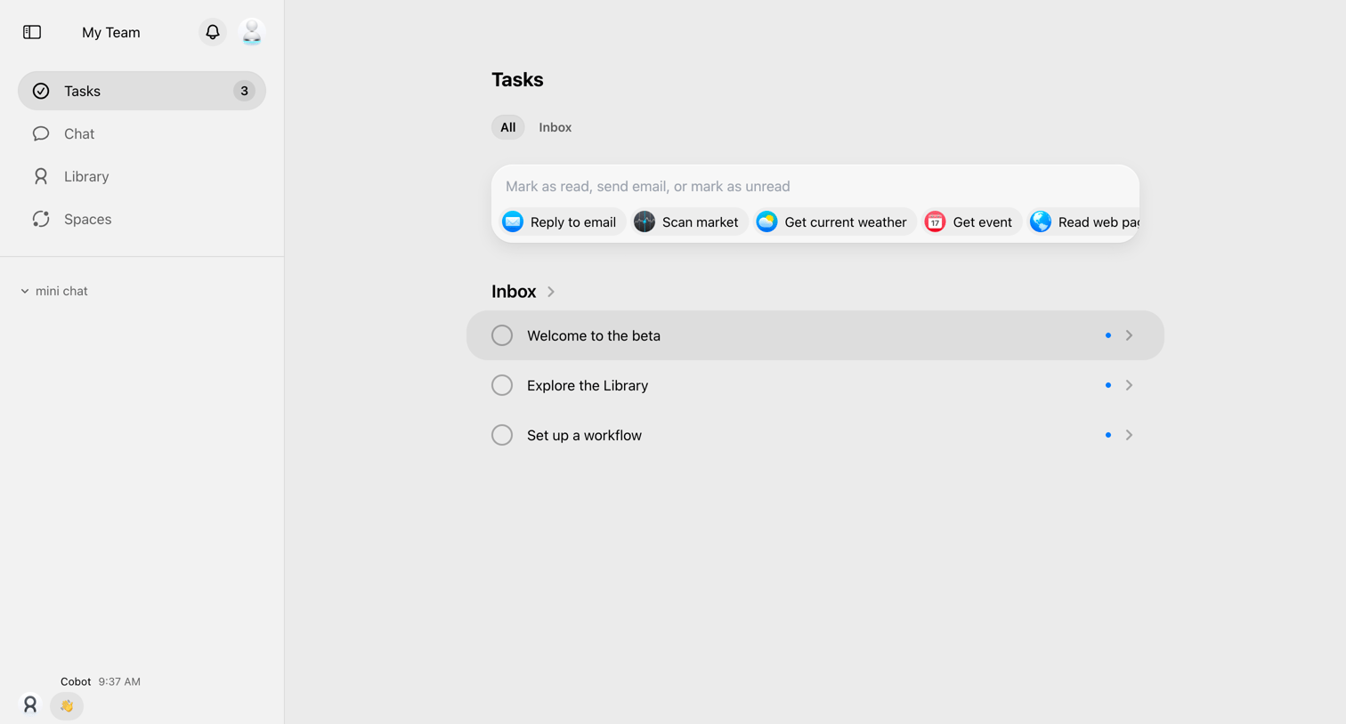 Cobot screen