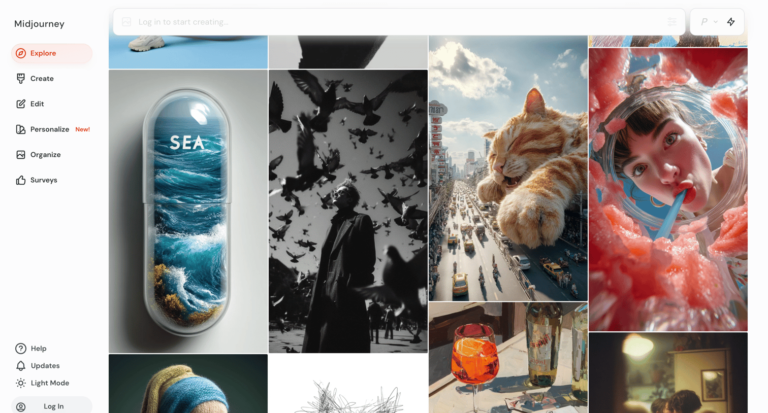 Midjourney - Explore screen