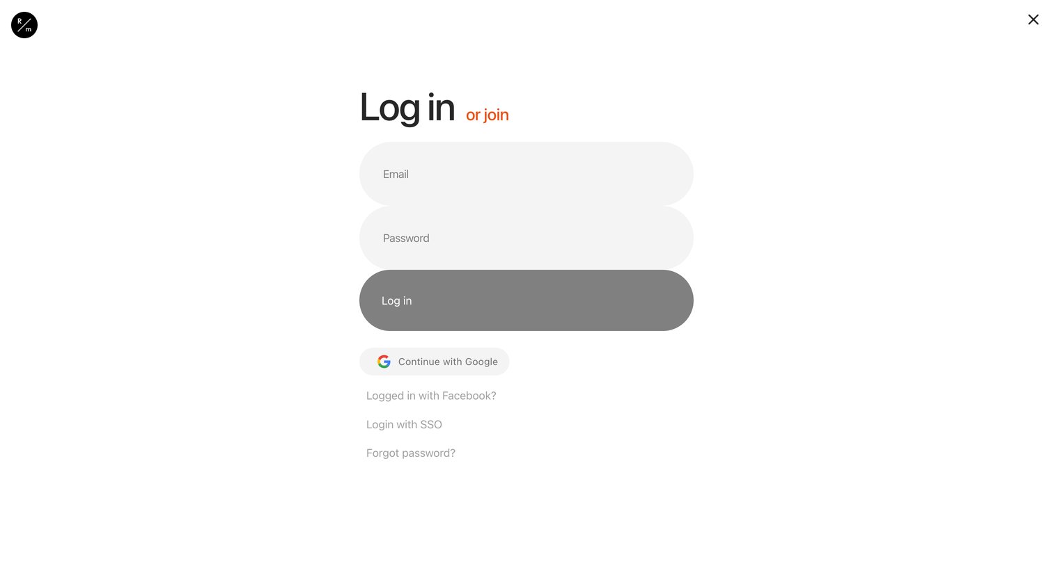 Readymag - Login | Join screen