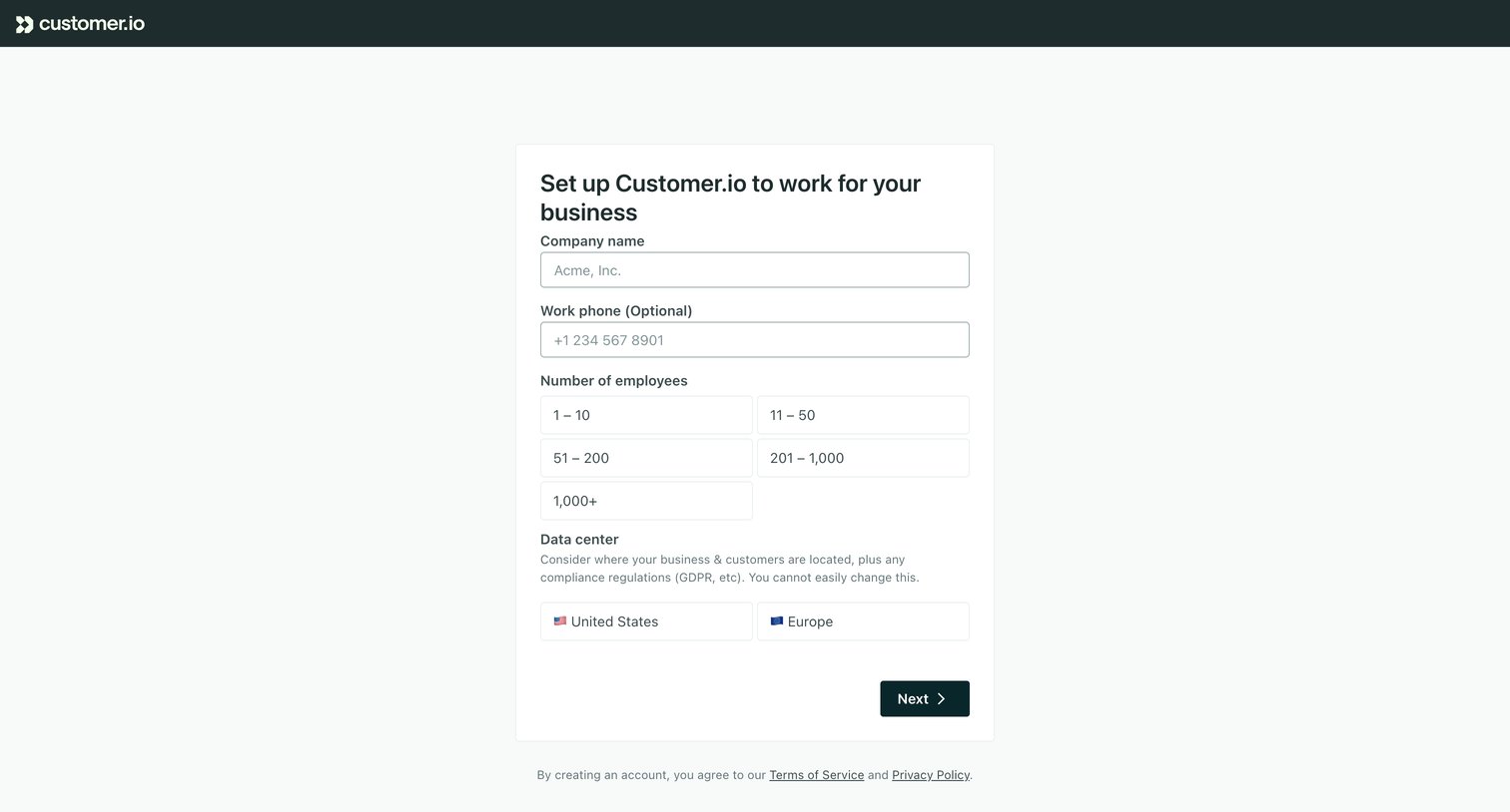 Customer.io screen