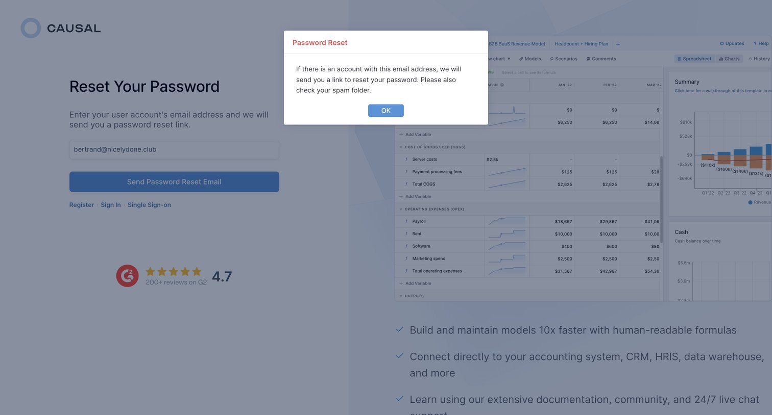 Causal - Forgot Password - Causal screen