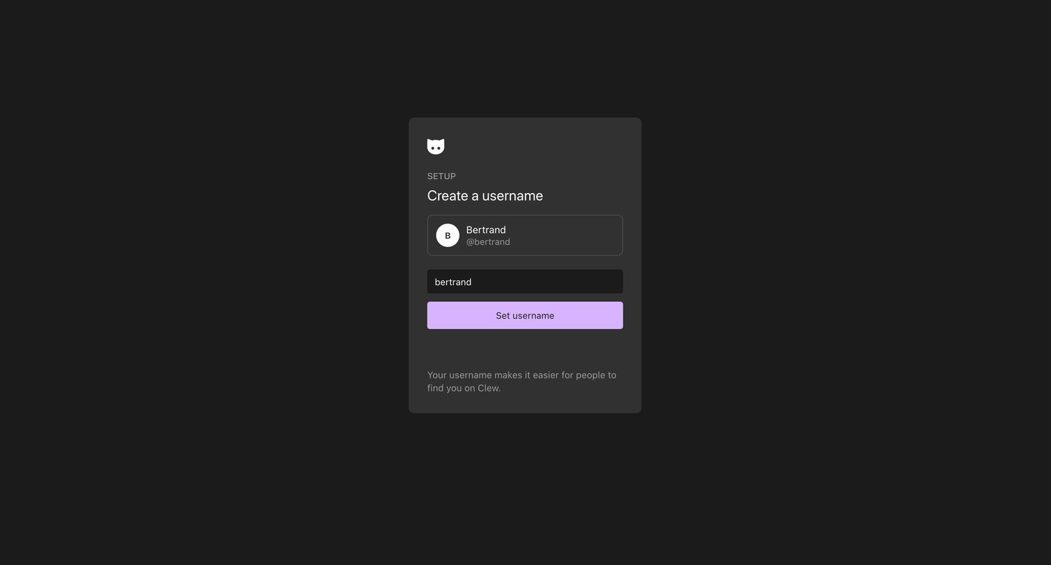 Clew - Clew | Signup screen