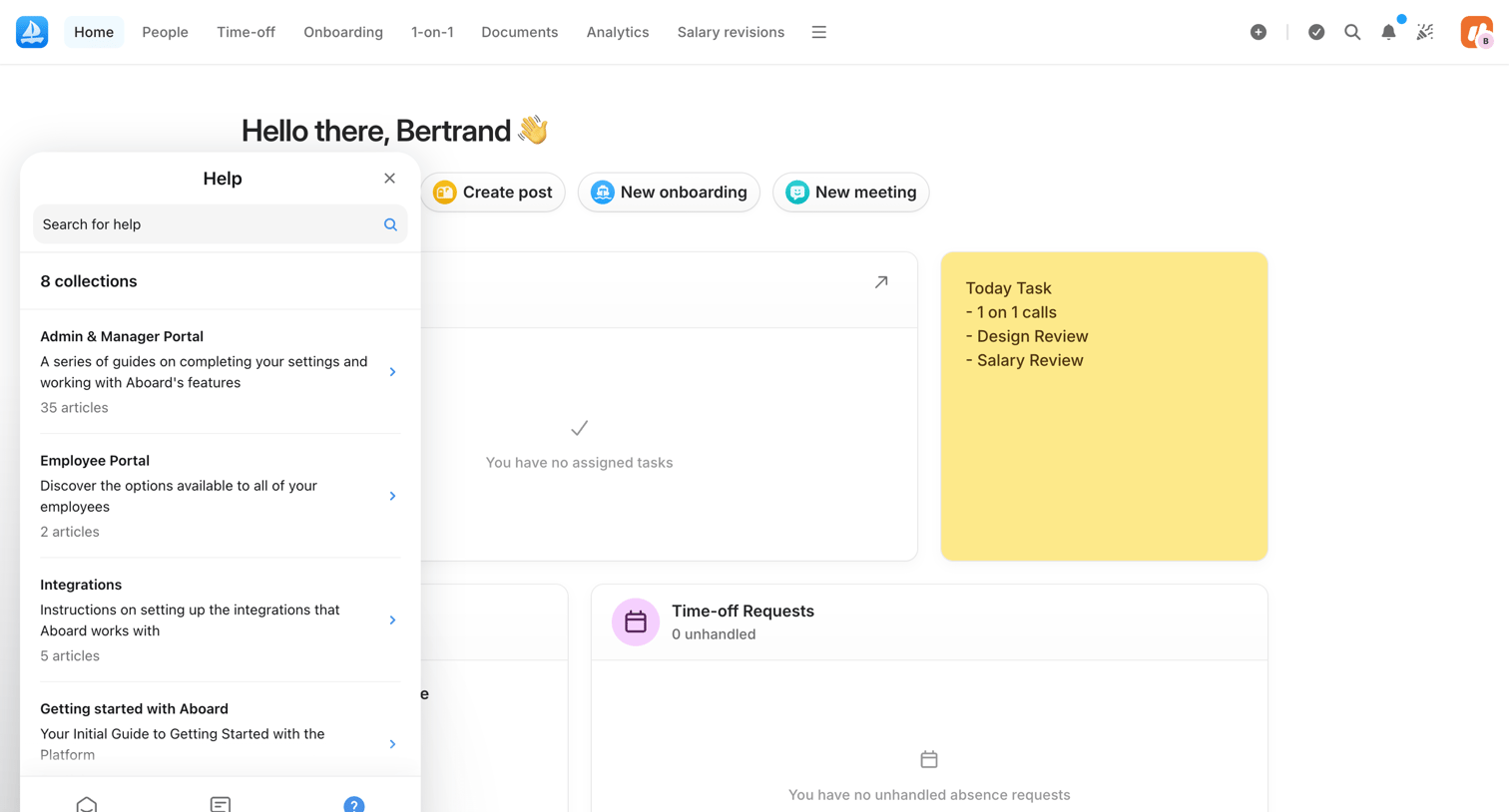 Aboard - Dashboard | Aboard screen
