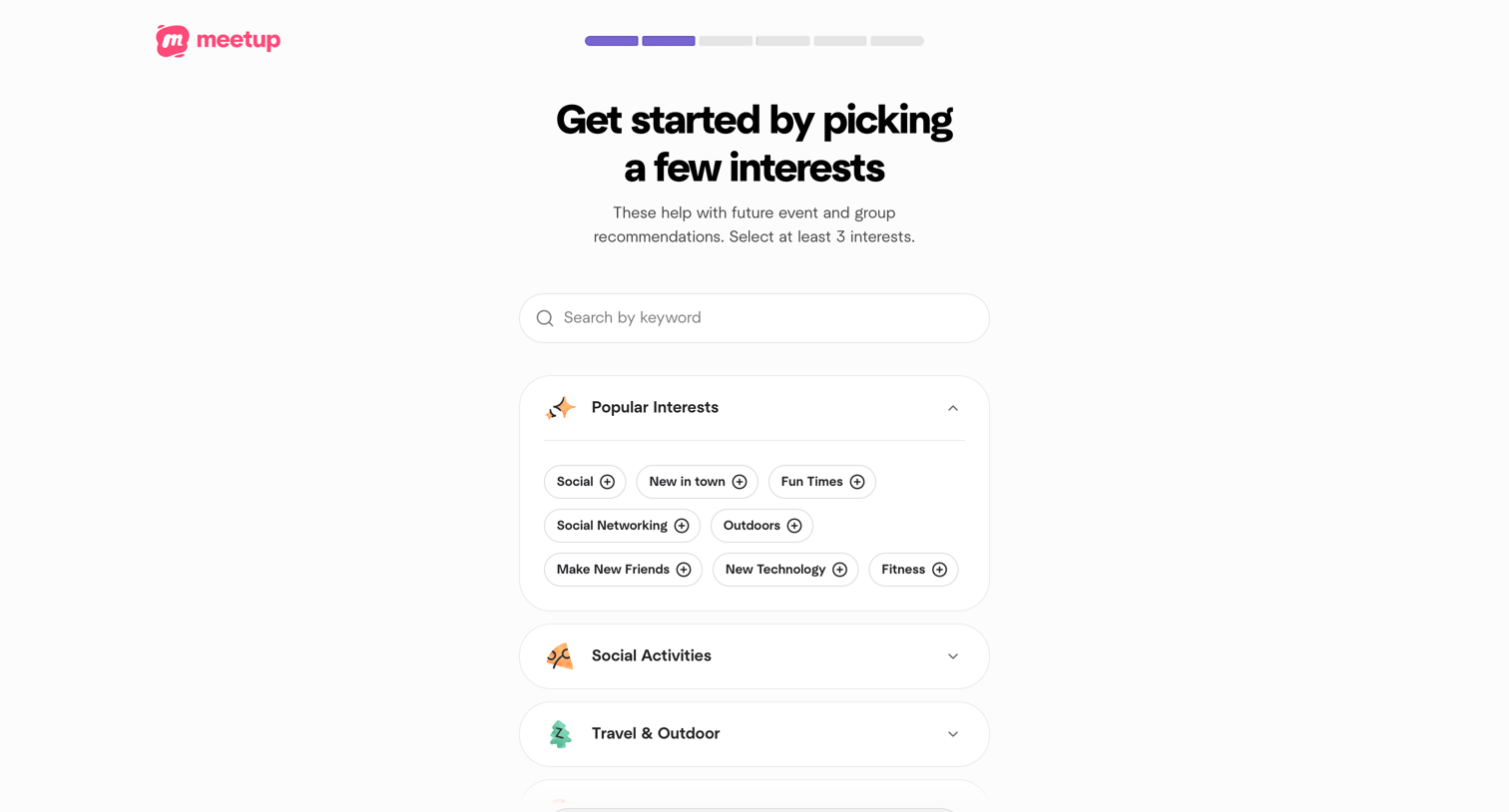 Meetup - Welcome | Meetup screen