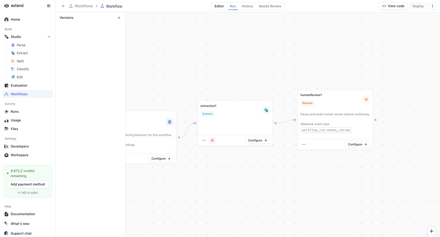 Extend - Workflow | extend screen