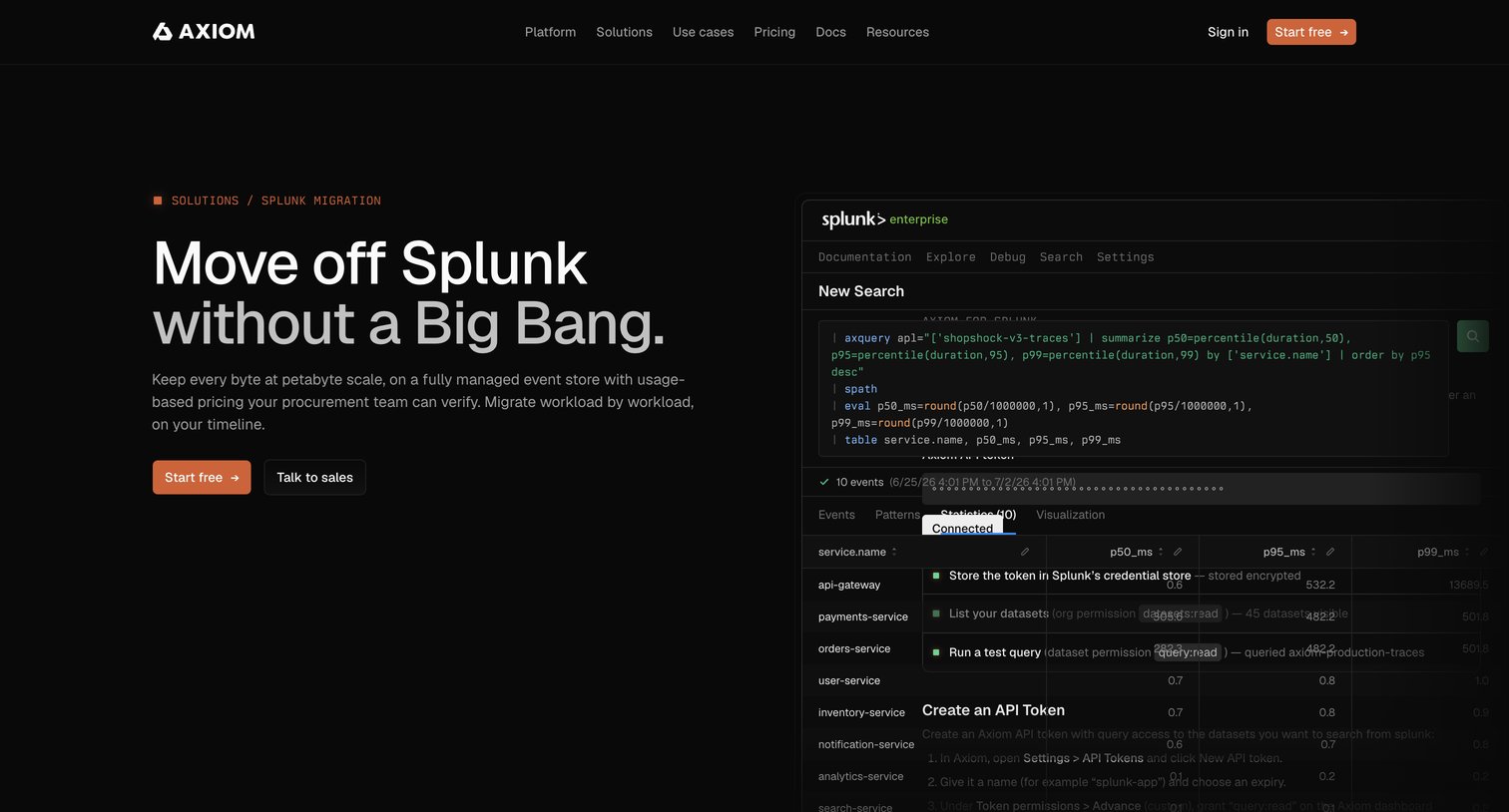 Axiom - Move off Splunk without a Big Bang - Axiom screen