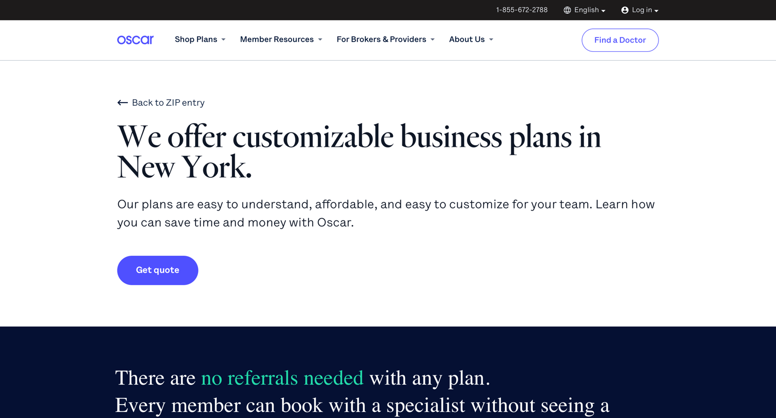 Oscar - Business - Plans | Oscar Health screen