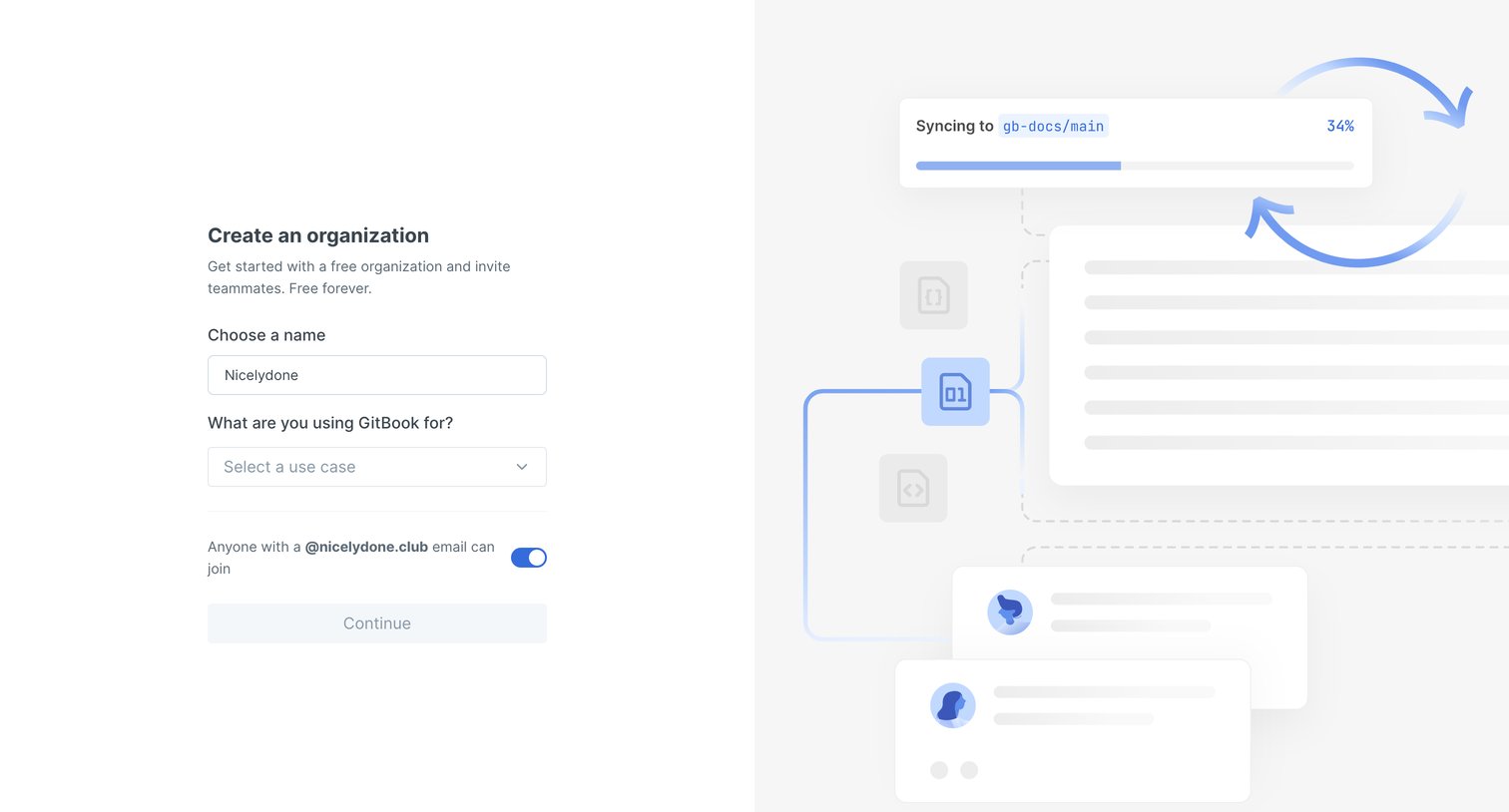 Gitbook - Welcome - GitBook screen