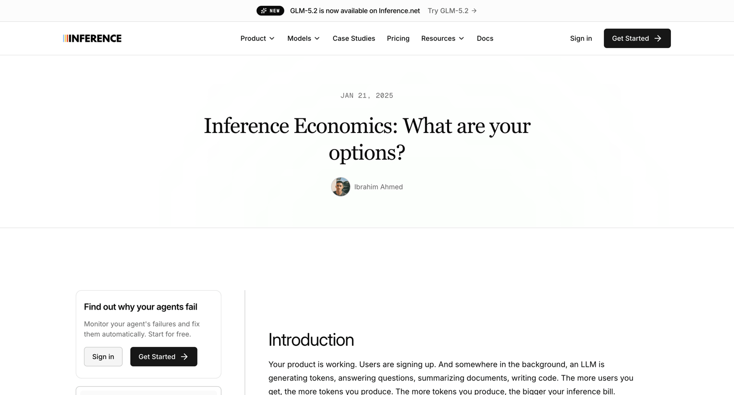 Inference - Inference Economics: What are your options? | Inference.net screen