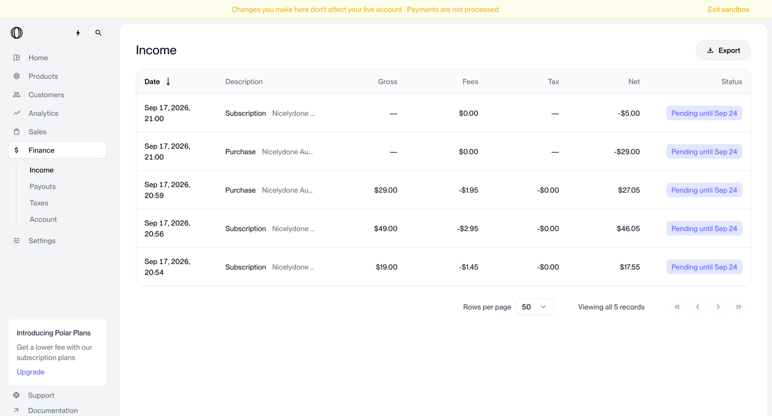 Polar - Finance - Income | Nicelydone | Polar screen