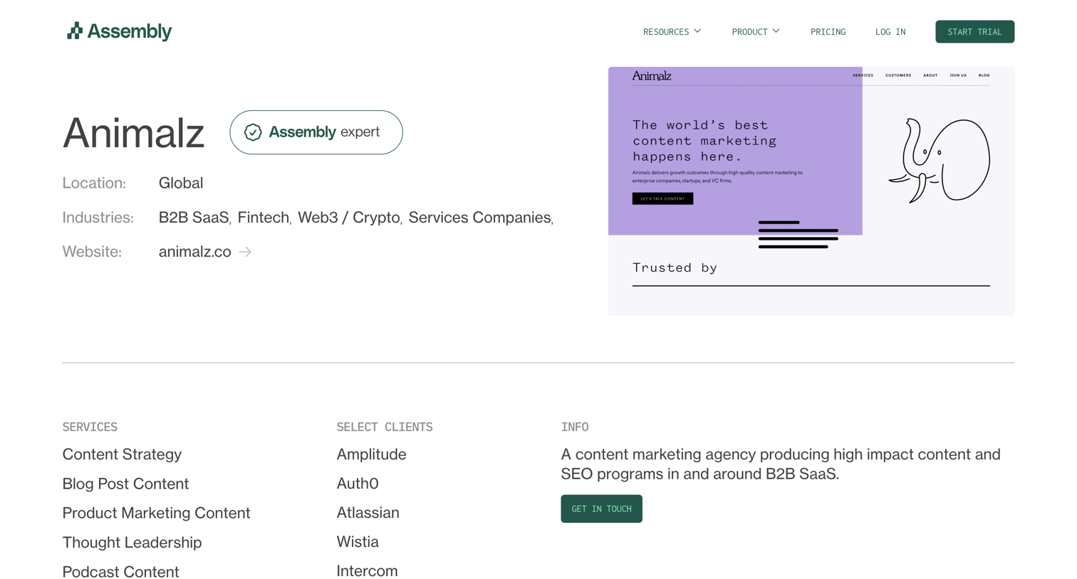 Assembly - Animalz | Directory by Assembly screen