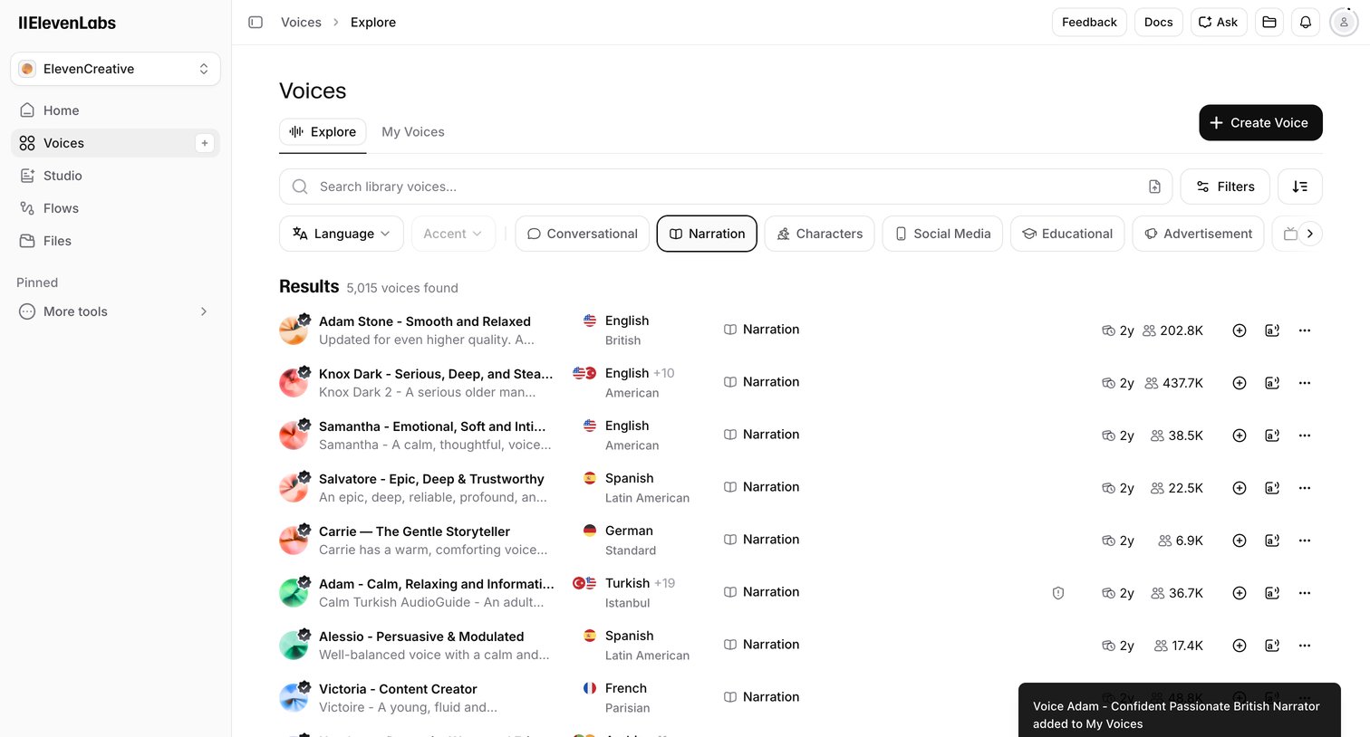 Voices | ElevenLabs from Elevenlabs