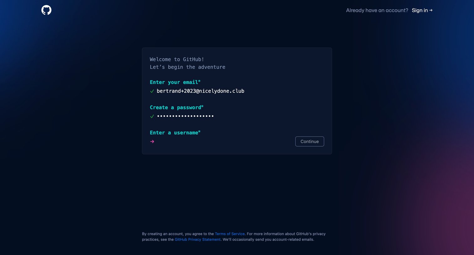 Github - Join GitHub · GitHub screen