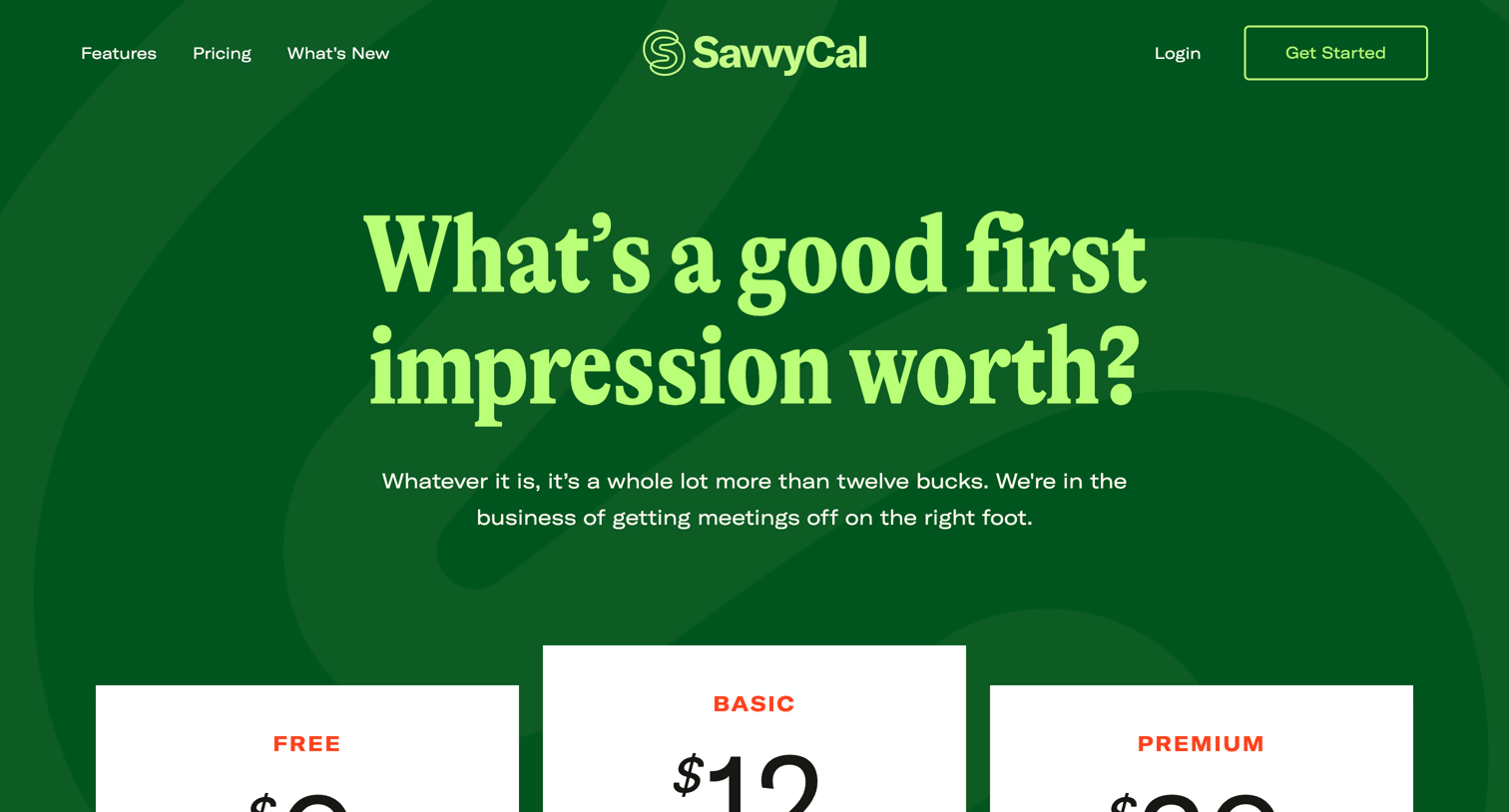 SavvyCal - Pricing · SavvyCal screen