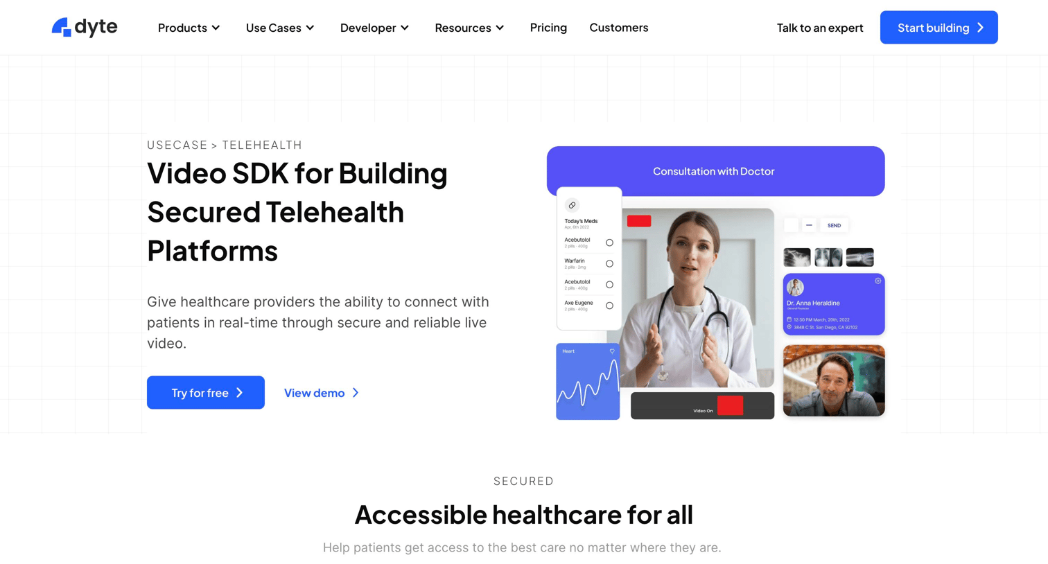 Dyte - Video SDK for building secure virtual healthcare platforms screen