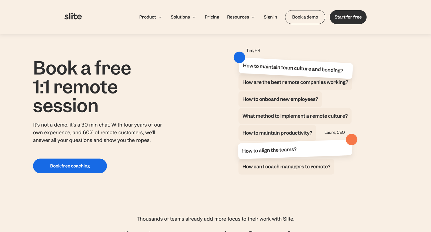 Slite - Slite - Get remote coaching screen