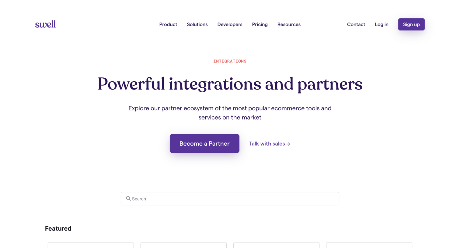 Swell - Find the right Swell Technology Partner screen