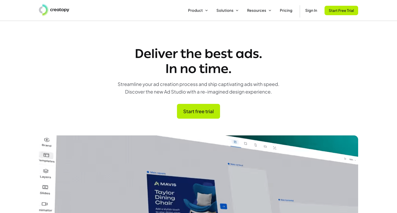 Creatopy - Ad Creation Meets AI - Creatopy Ad Studio - Creatopy screen