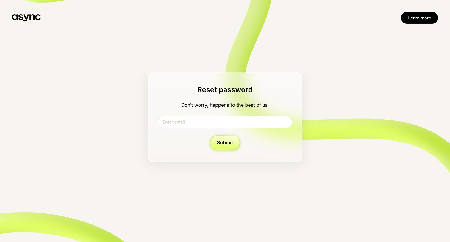 Async - Async | Reset Password screen
