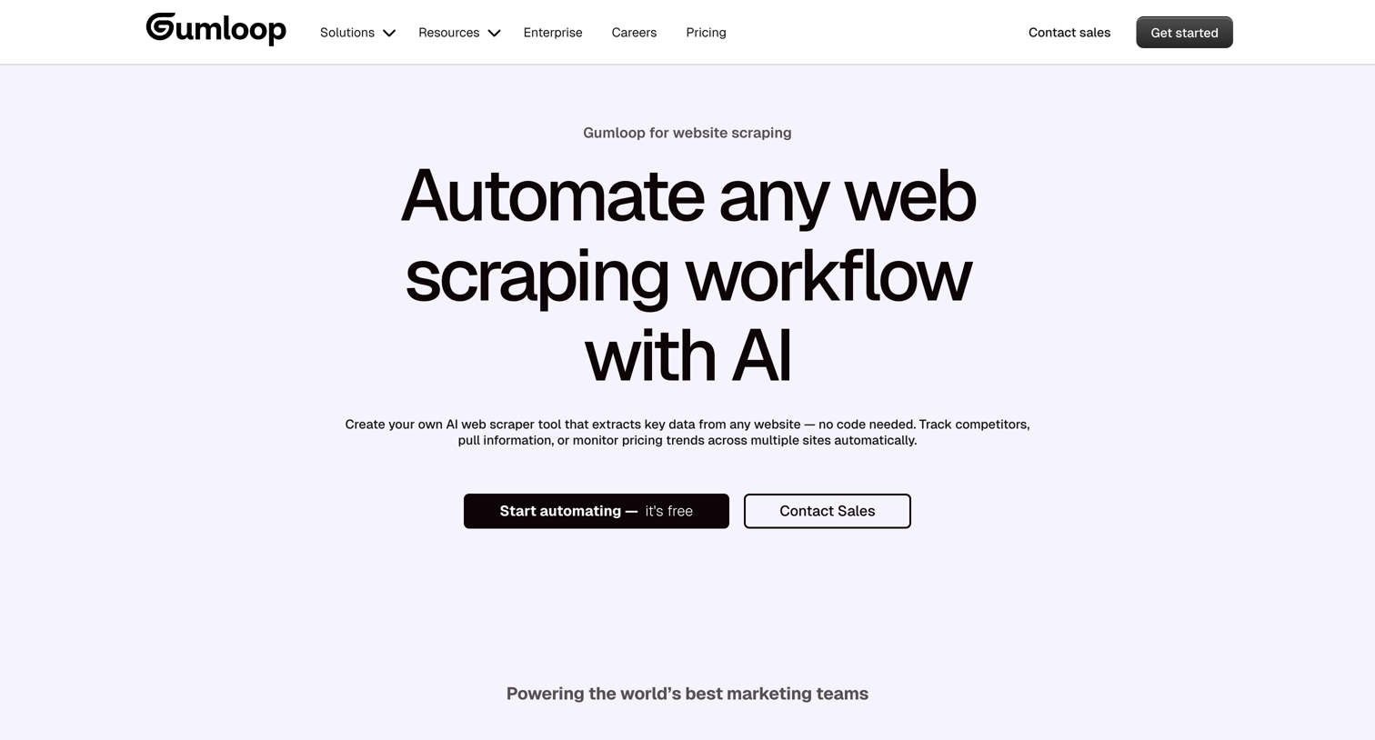Gumloop - Easy to use AI web scraper tool Gumloop screen