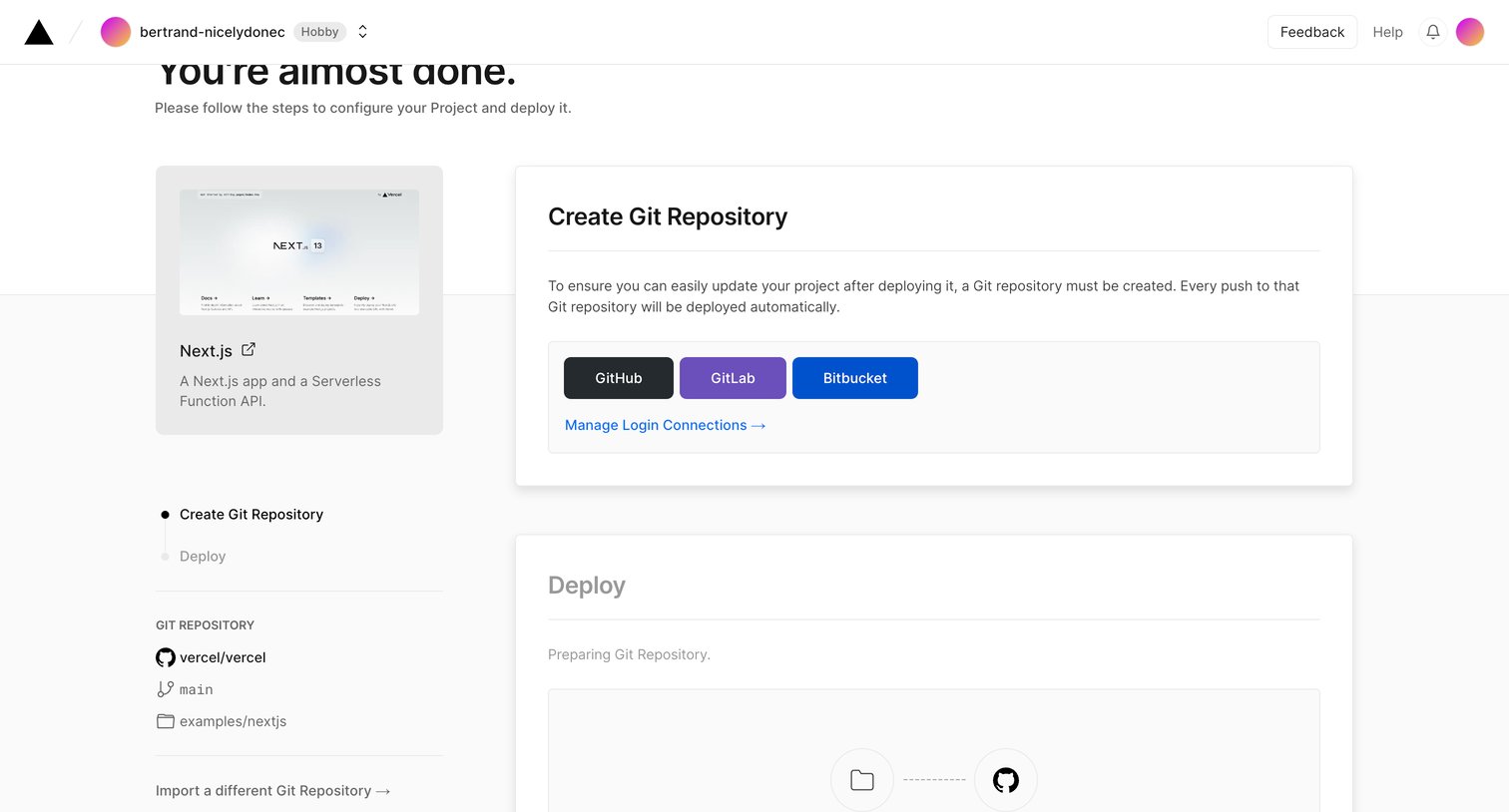 New Project – Vercel from Vercel