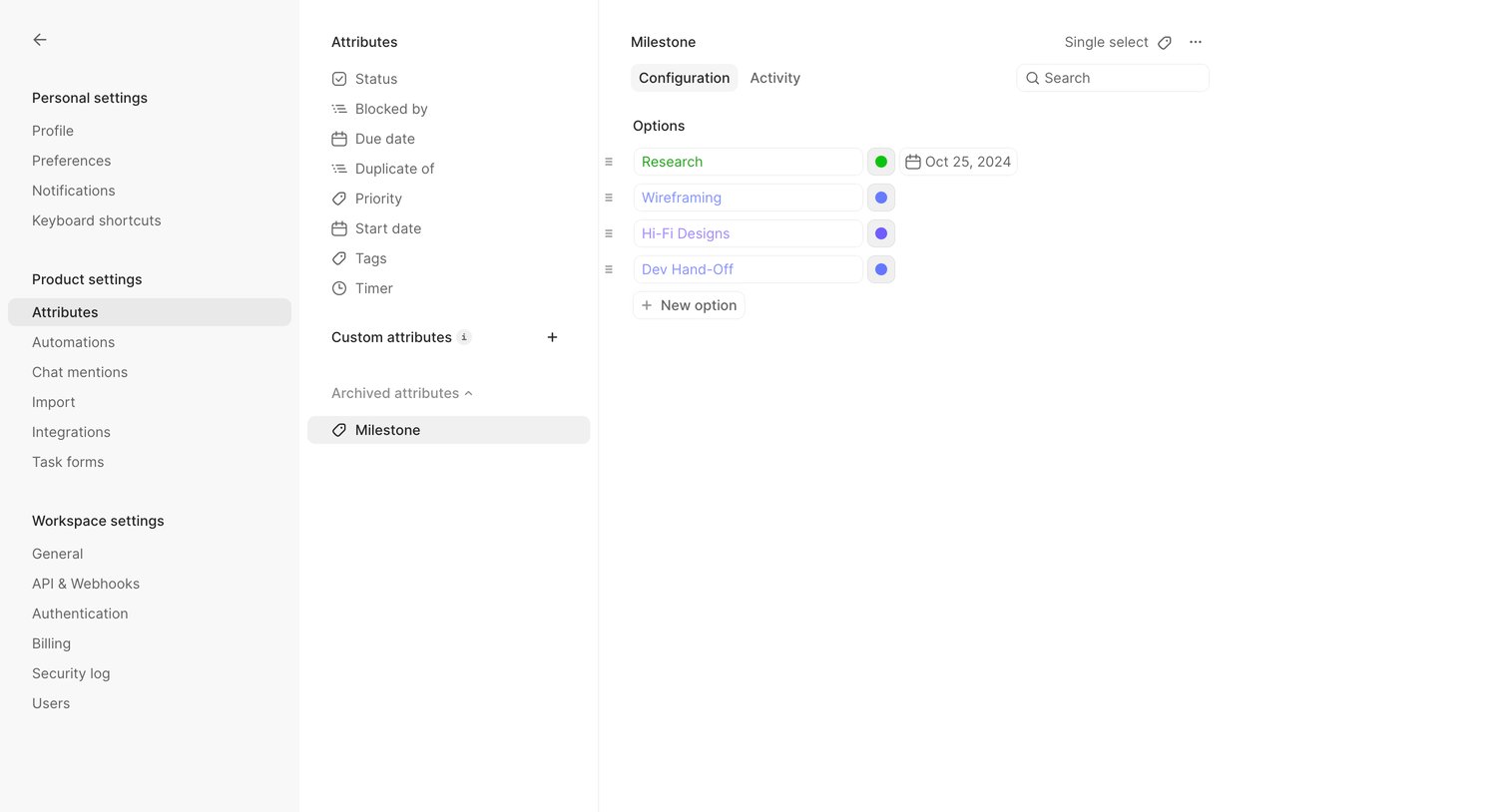 Height - Attributes - Height screen
